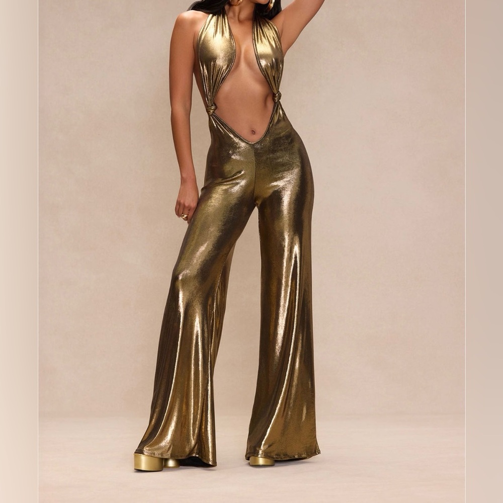 Fashion Nova Gold Backless Dress